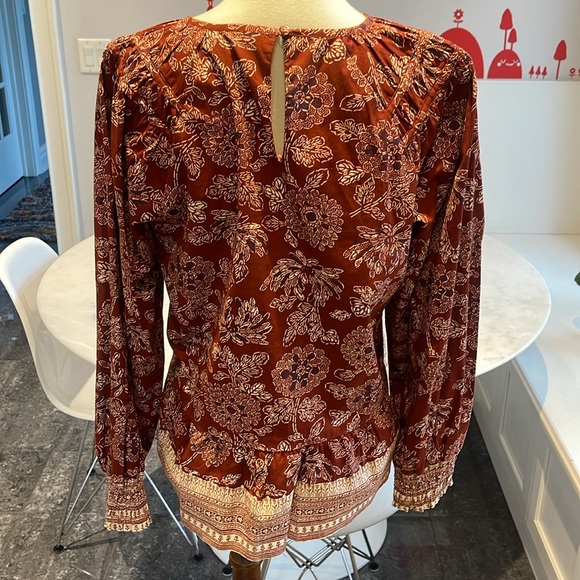 NWOT VERONICA BEARD KESTER BROWN FLORAL PRINT TOP. 8 - Picture 5 of 11